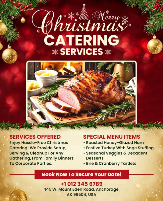 Christmas Catering Services Promotional Flyer Template