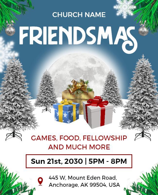 Christmas Church Friends Gathering Flyer Template