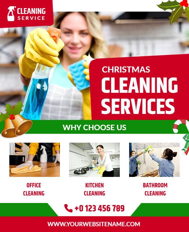 Christmas Cleaning Services Promotional Flyer Template