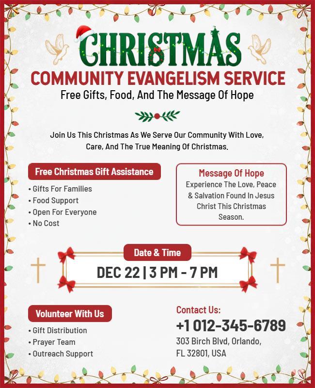 Christmas Community Evangelism Service Flyer Template