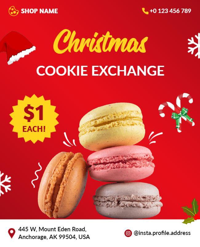 Festive Red Christmas Cookie Exchange Flyer Template