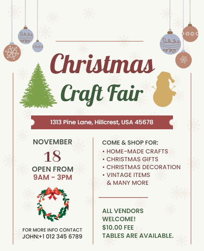 Christmas Craft Fair Event Flyer Template