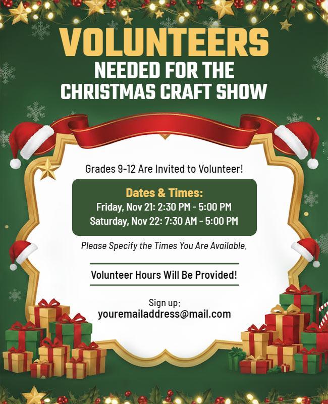 Christmas Craft Show Volunteer Recruitment Flyer Template