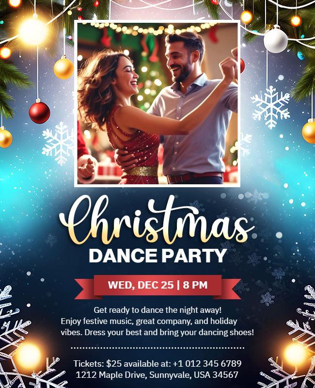 Christmas Dance Party Celebration Flyer Template