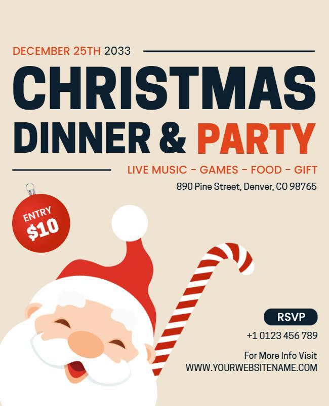 Christmas Dinner and Party Celebration Flyer Template