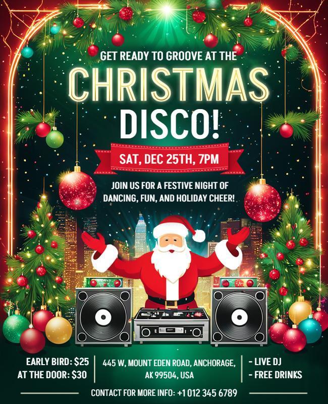 Christmas Disco Party Event Flyer Template