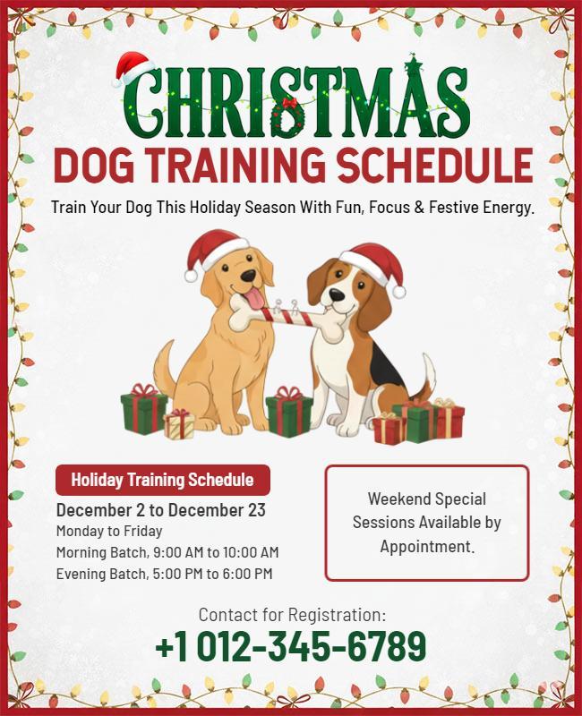 Christmas Dog Training Schedule Flyer Template