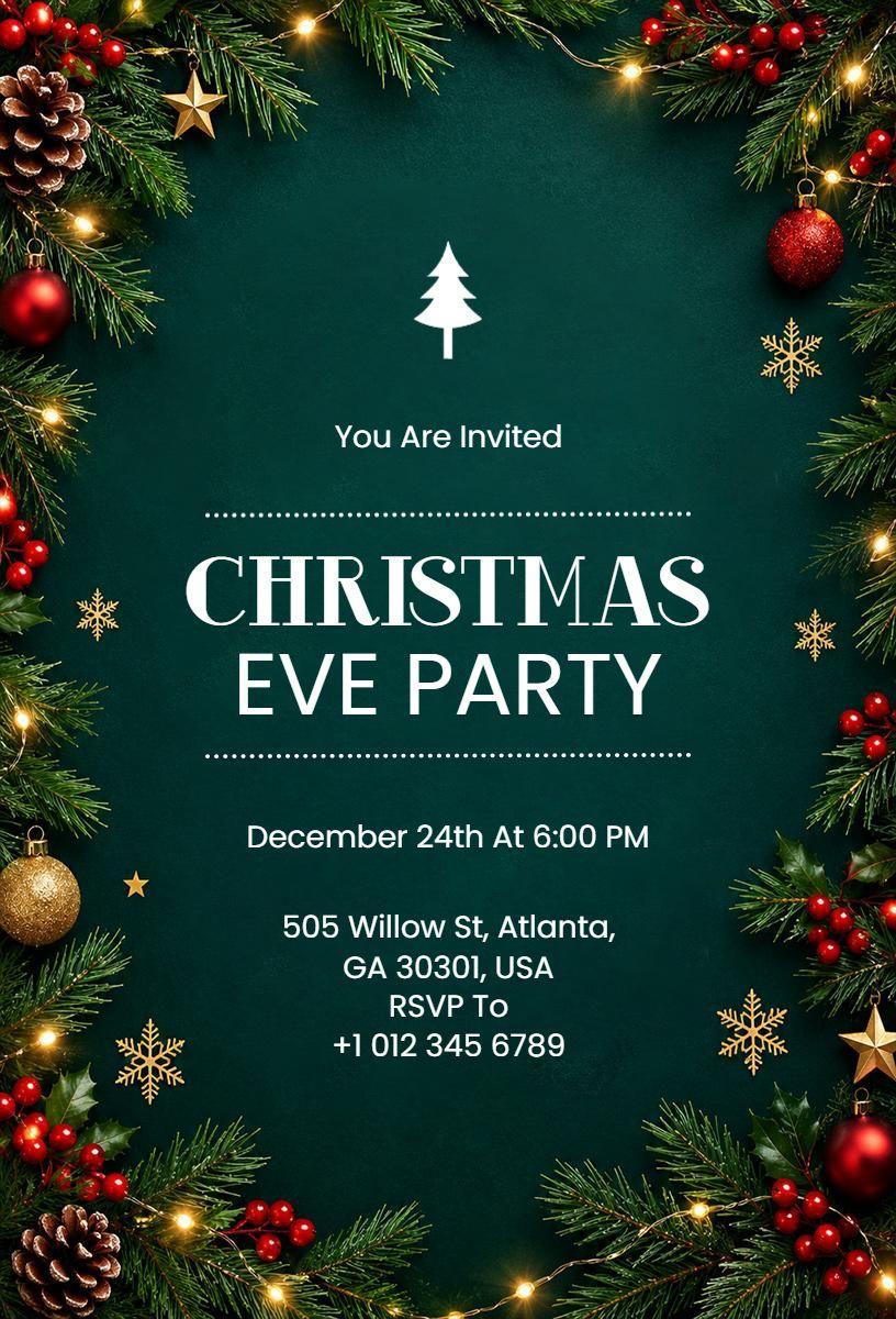 Christmas Eve Celebration Party Invitation Template