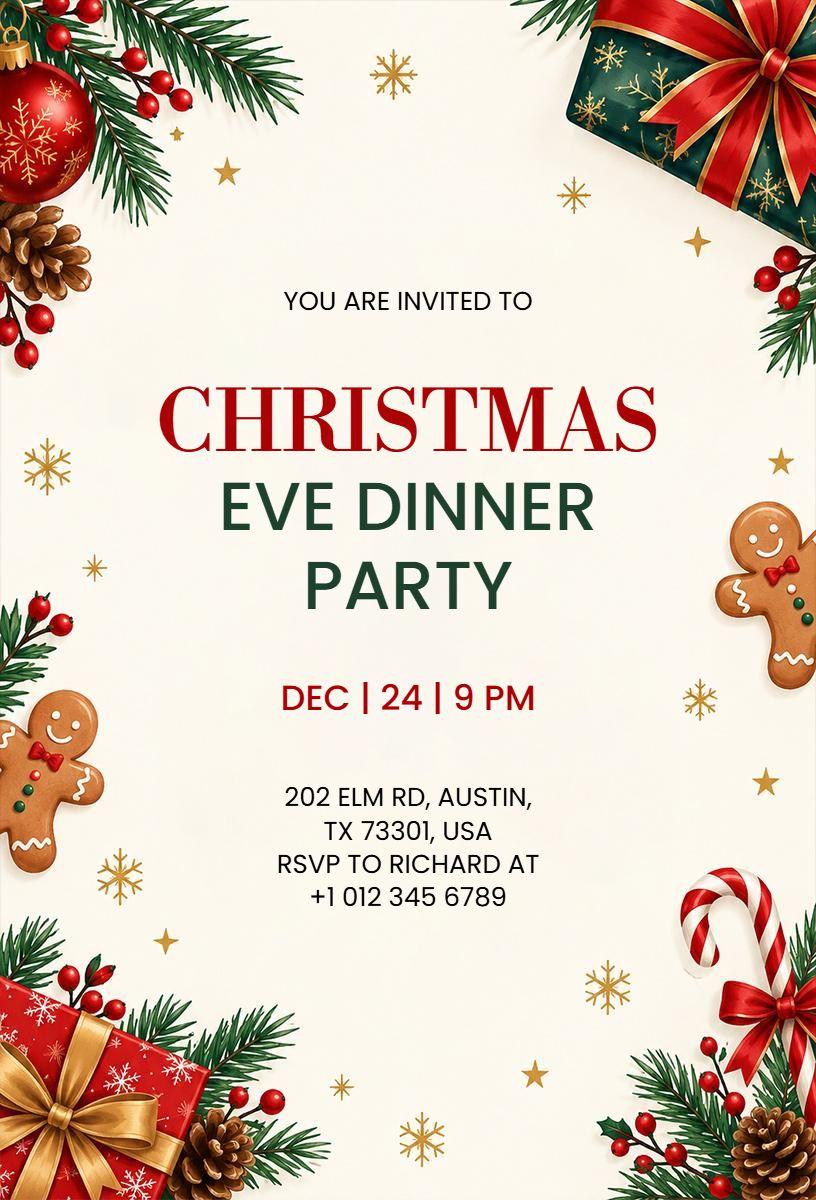 Christmas Eve Dinner Party Invitation Template