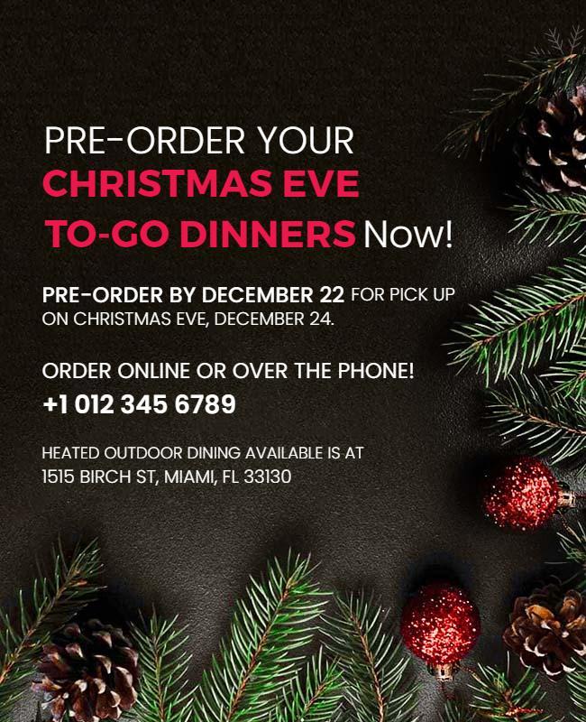 Christmas Eve to Go Dinner Promotion Flyer Template