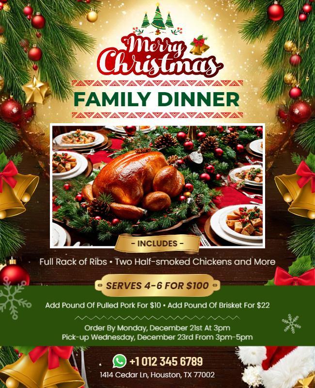 Christmas Family Dinner Event Flyer Template