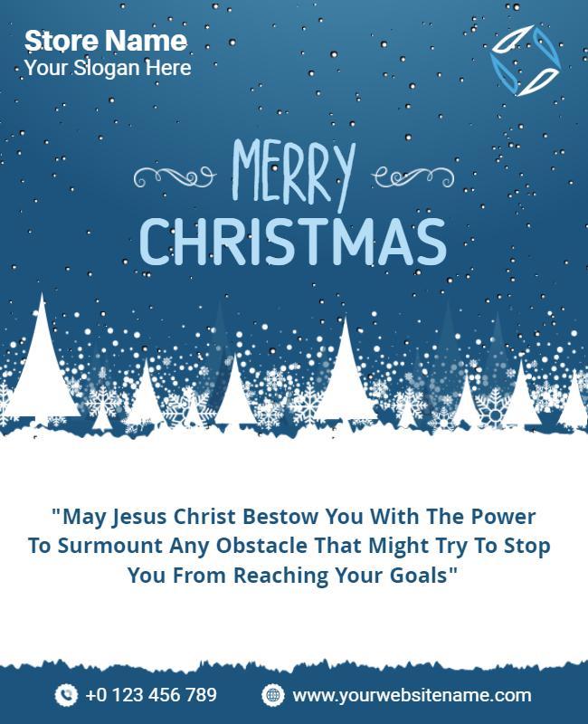 Snowy Blue Christmas Inspirational Greeting Flyer Template