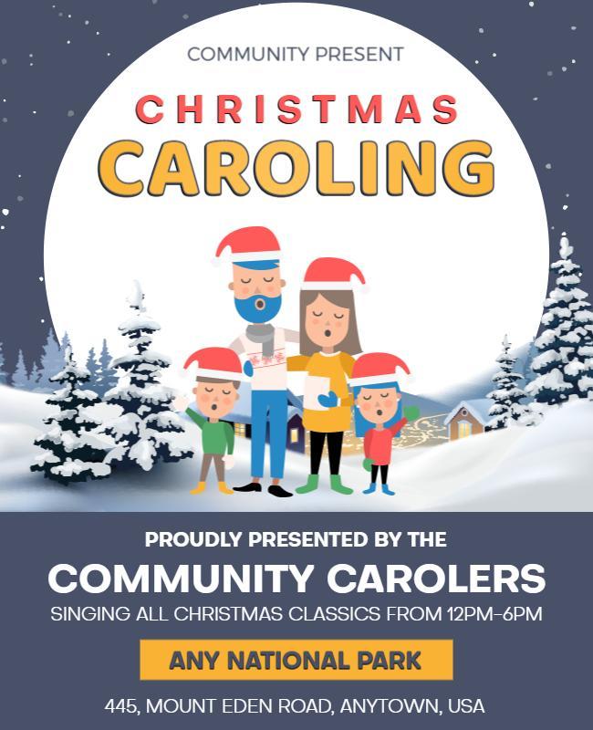 Cheerful Winter Christmas Caroling Event Flyer Template