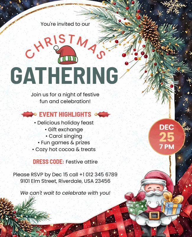 Christmas Gathering Celebration Event Flyer Template