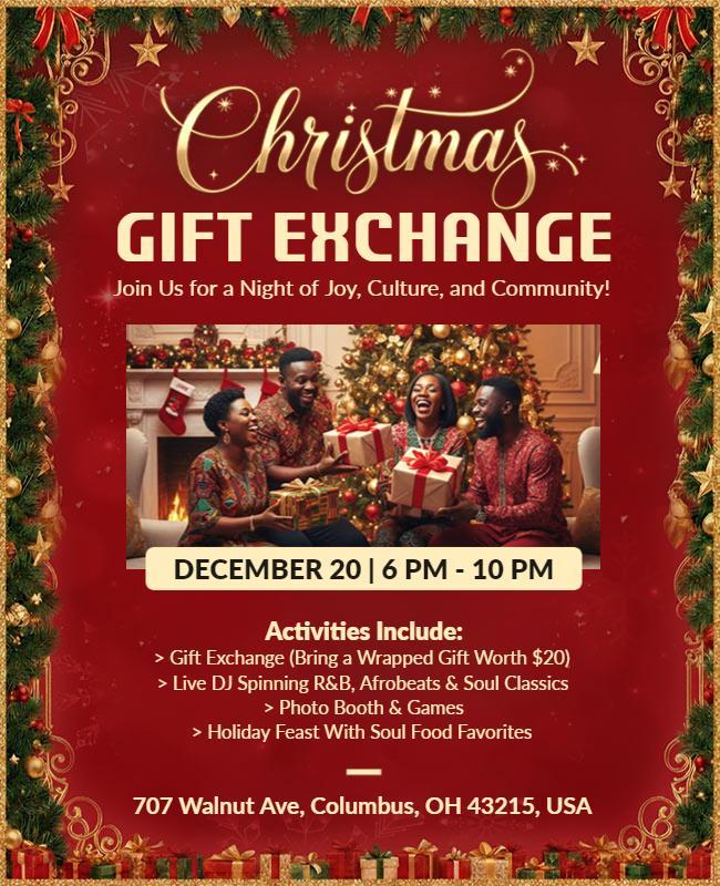Christmas Gift Exchange Party Flyer Template