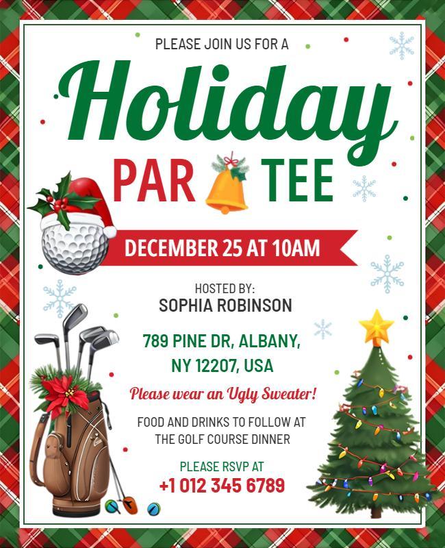 Christmas Golf Holiday Party Flyer Template