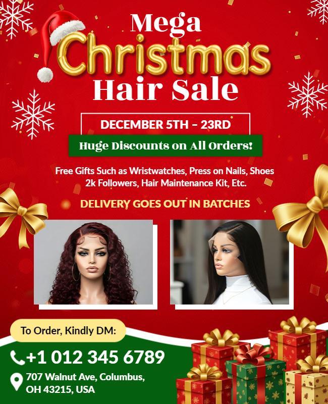 Christmas Hair Sale Promotional Flyer Template