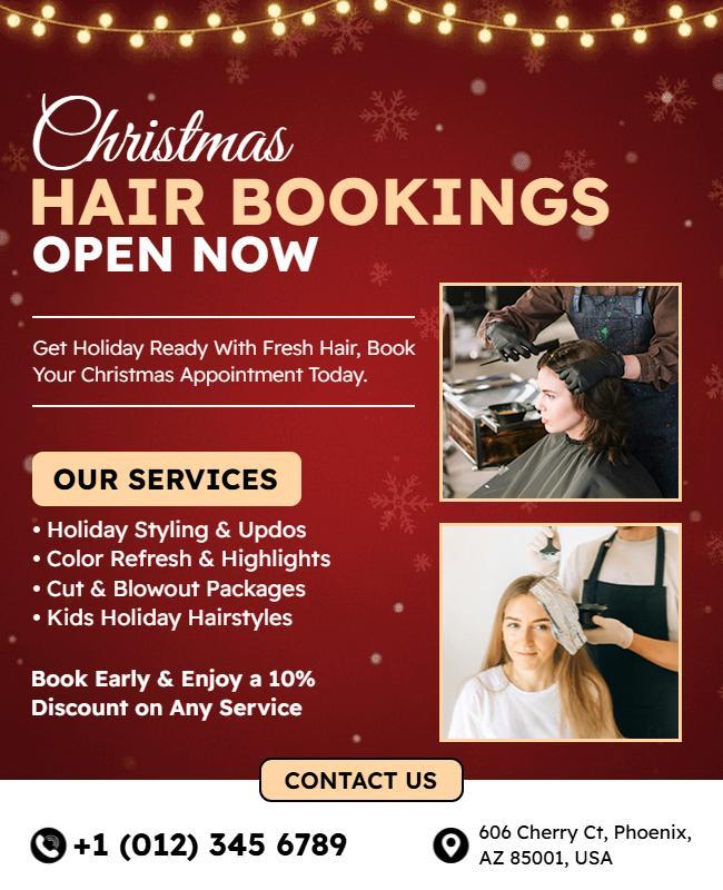 Christmas Hair Styling Booking Flyer Template
