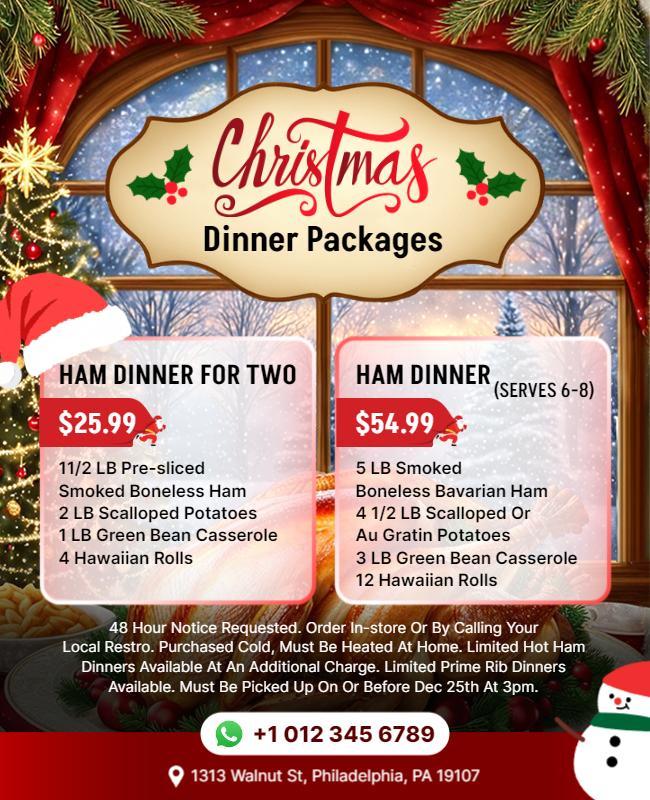 Christmas Ham Dinner Package Flyer Template