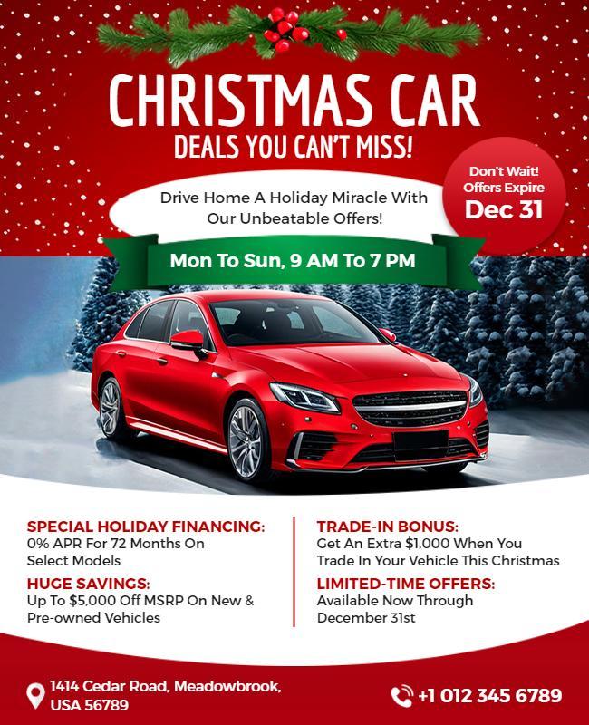 Christmas Holiday Car Sale Flyer Template