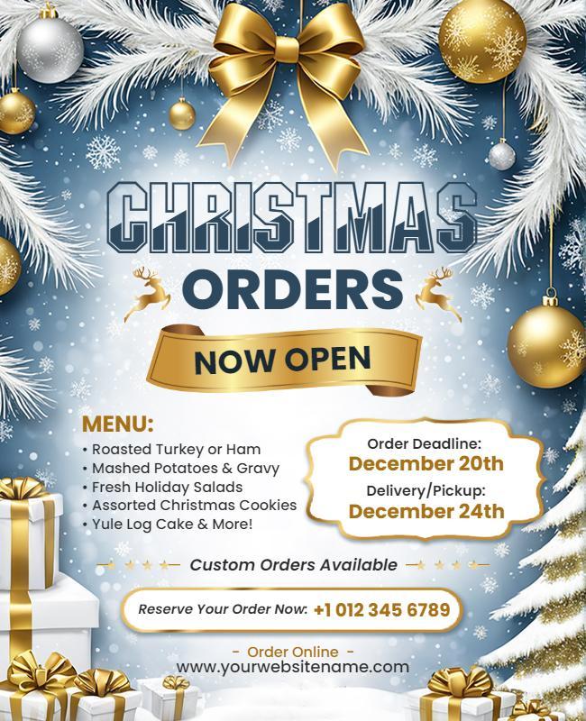 Christmas Holiday Catering Flyer Template