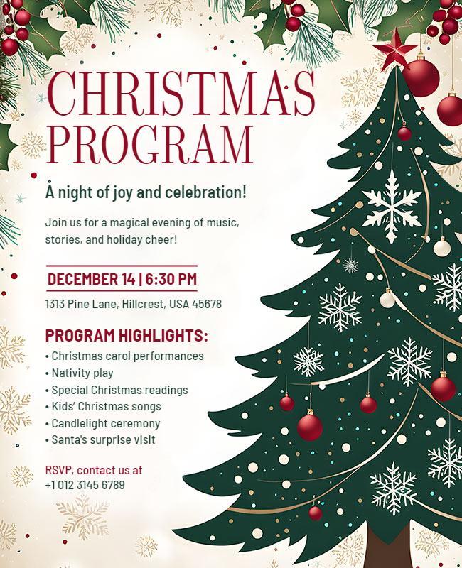 Christmas Holiday Celebration Program Flyer Template