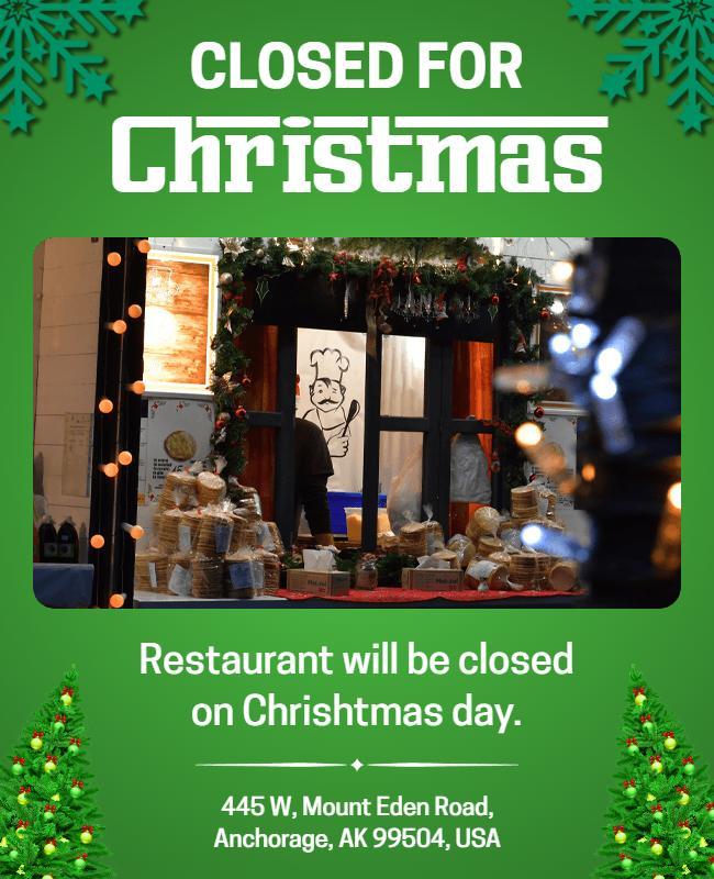 Christmas Holiday Closure Announcement Flyer Template