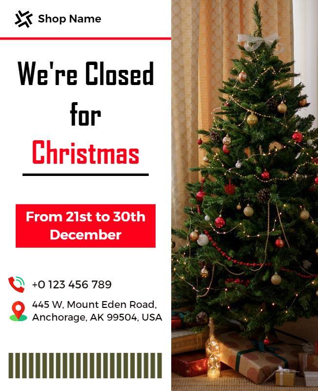 Festive Holiday Closure Announcement for Christmas Flyer Template