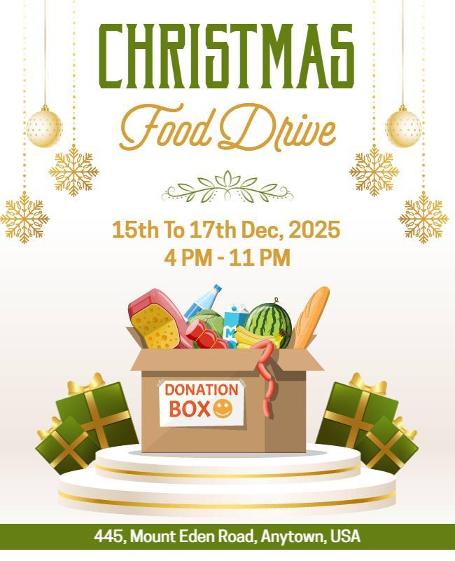 Christmas Holiday Food Donation Drive Flyer Template