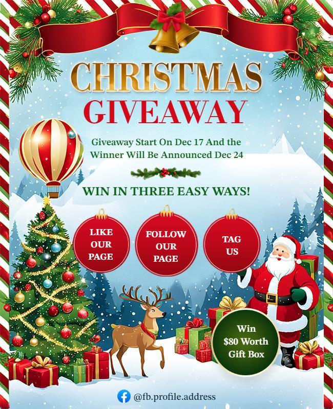 Christmas Holiday Giveaway Announcement Flyer Template