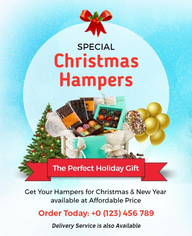 Christmas Holiday Hampers Promotional Flyer Template