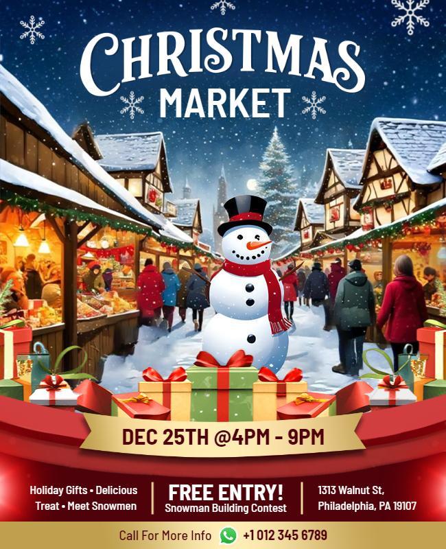 Christmas Holiday Market Event Flyer Template