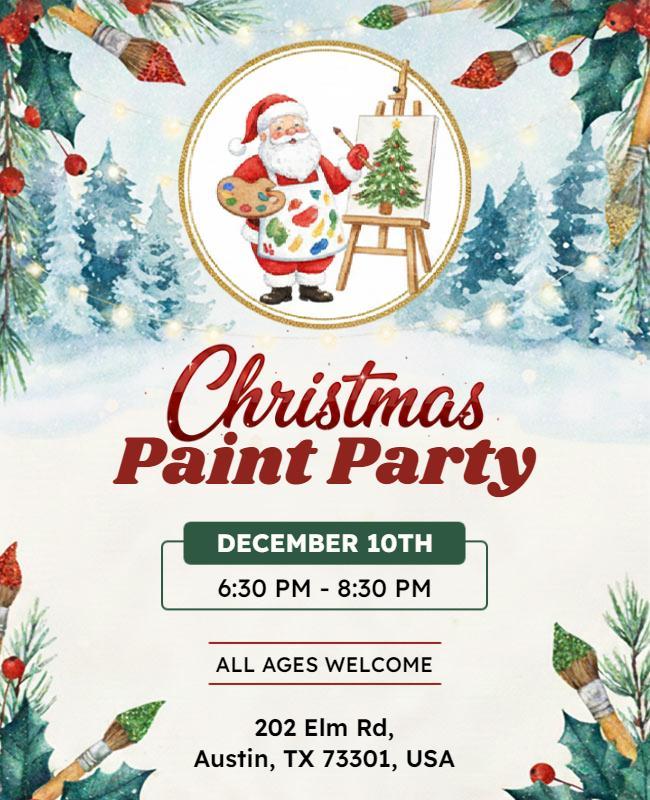Christmas Holiday Paint Party Event Flyer Template