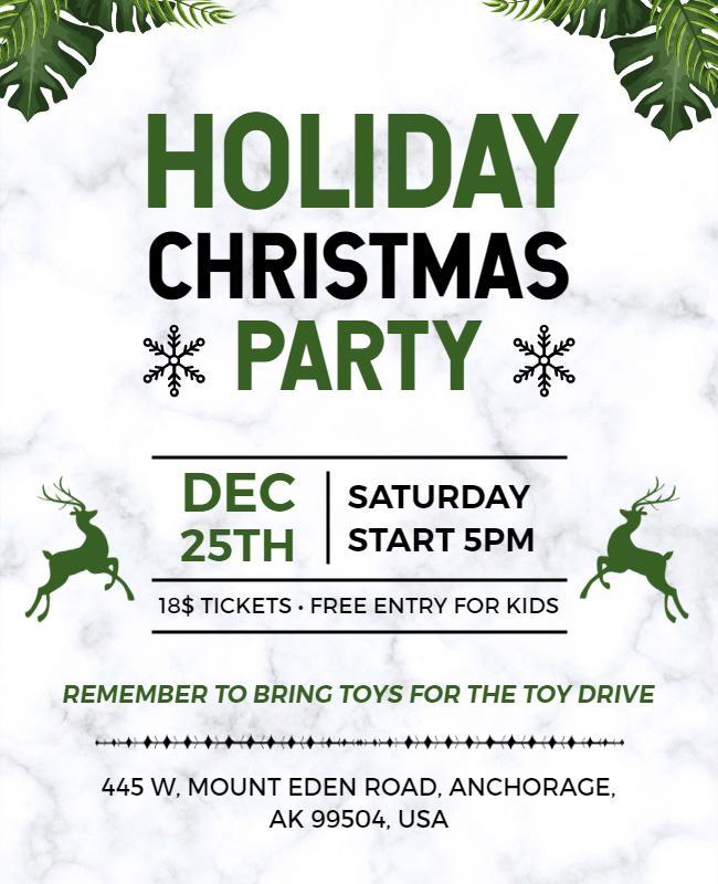 Christmas Holiday Party Toy Drive Flyer Template