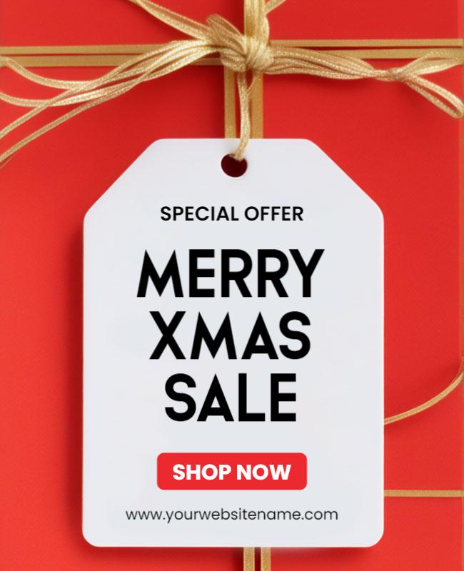 Festive Red Christmas Sale Special Offer Flyer Template