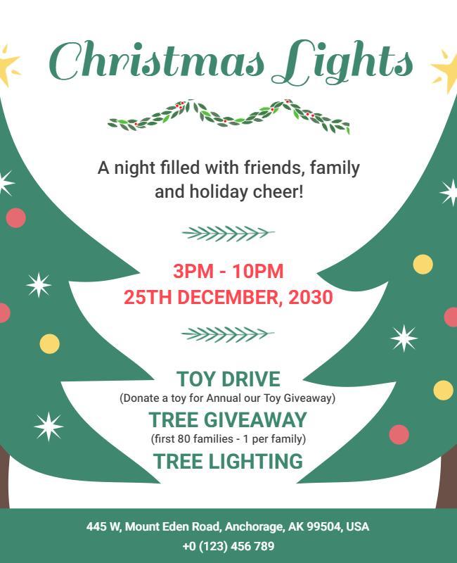 Christmas Holiday Tree Lighting Event Flyer Template