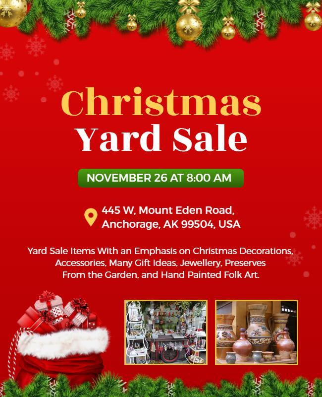 Christmas Holiday Yard Sale Flyer Template