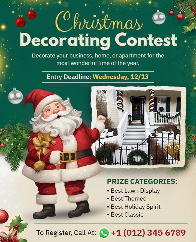 Christmas Home Decorating Contest Flyer Template