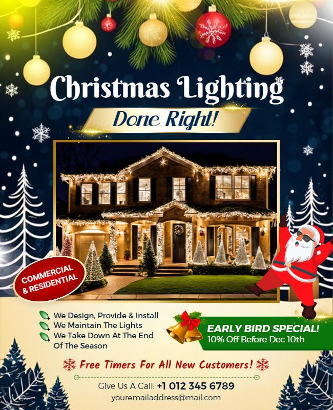 Christmas Home Lighting Services Flyer Template