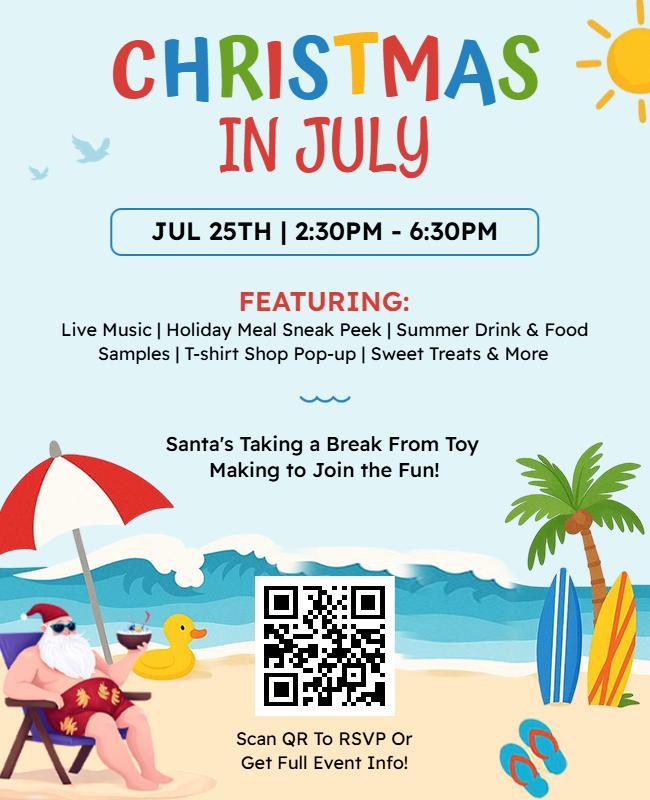 Christmas in July Beach Party Event Flyer Template