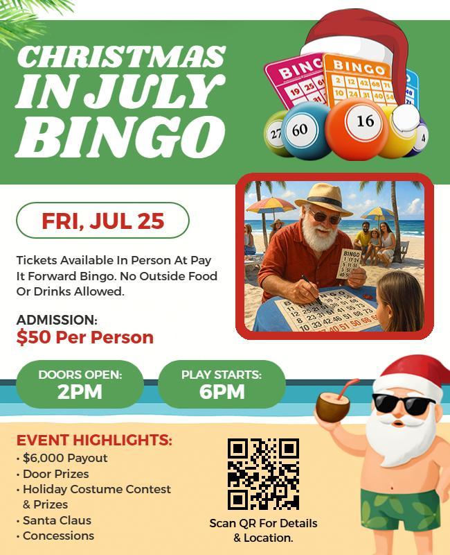 Christmas in July Bingo Event Flyer Template