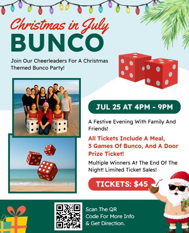 Christmas in July Bunco Party Flyer Template
