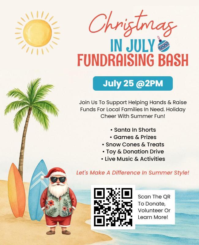 Christmas in July Fundraising Bash Event Flyer Template