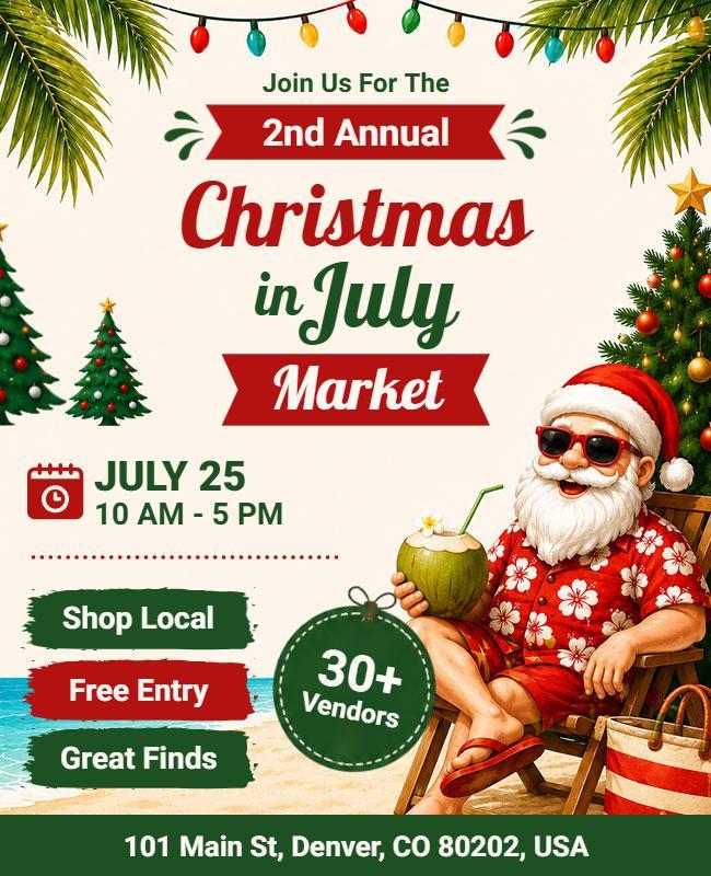 Christmas in July Market Event Flyer Template