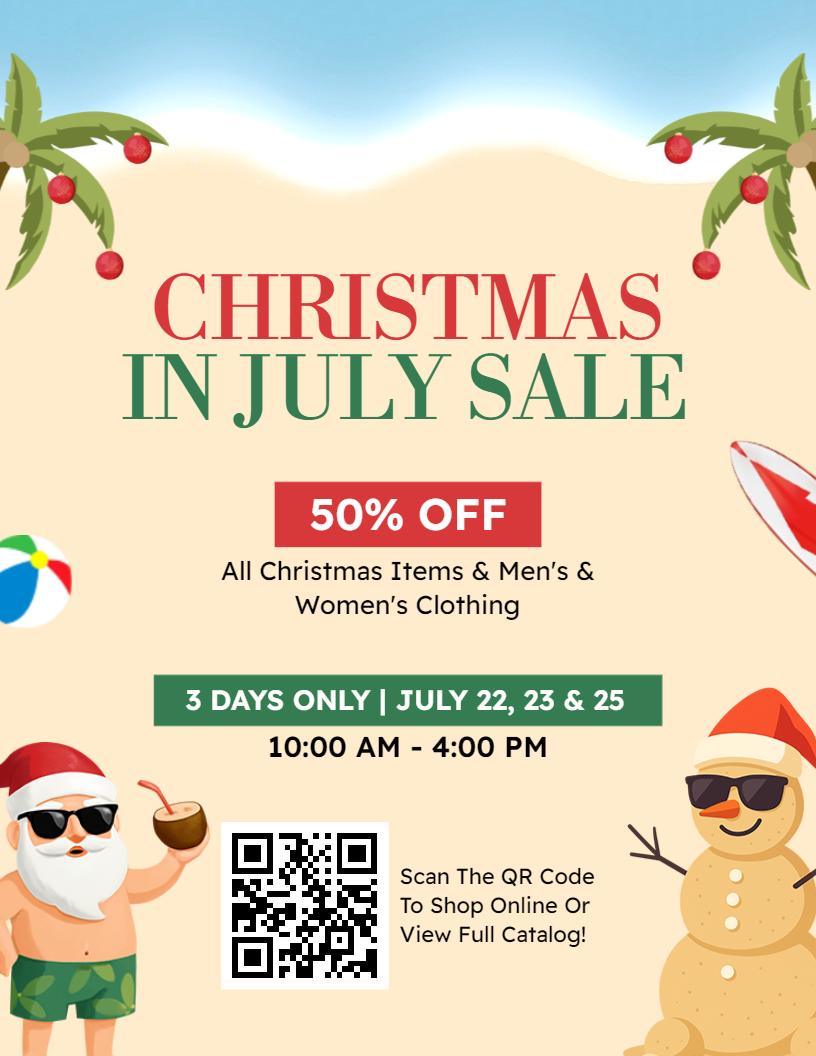 Christmas in July Sale Shopping Event Flyer Template