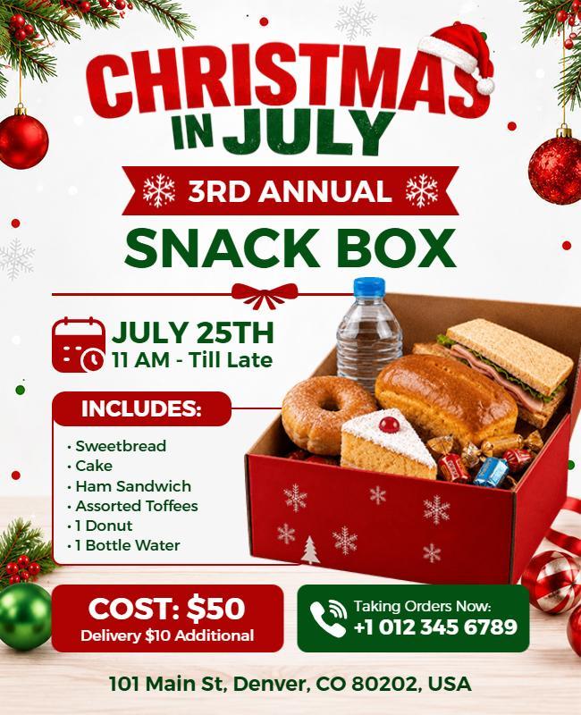 Christmas in July Snack Box Flyer Template