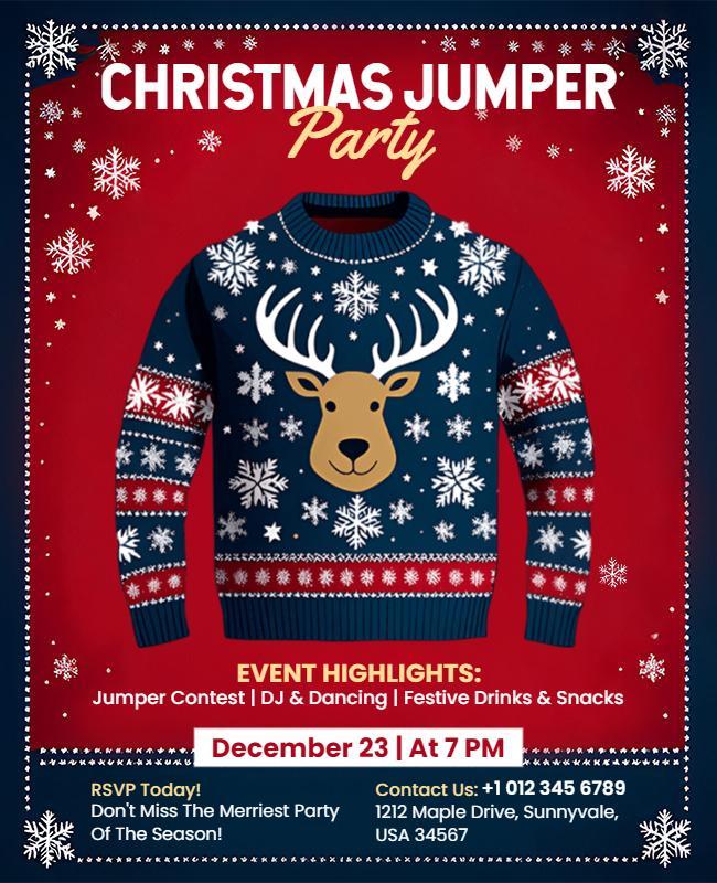 Christmas Jumper Party Celebration Flyer Template