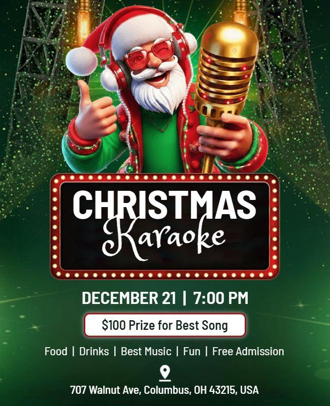 Christmas Karaoke Event Celebration Flyer Template
