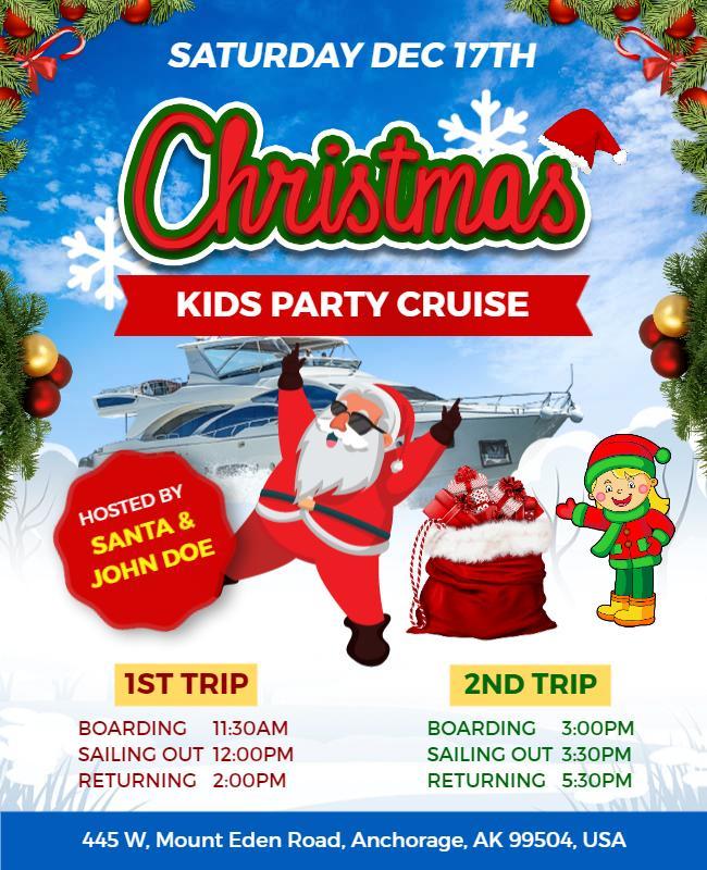 Christmas Kids Party Cruise Flyer Template