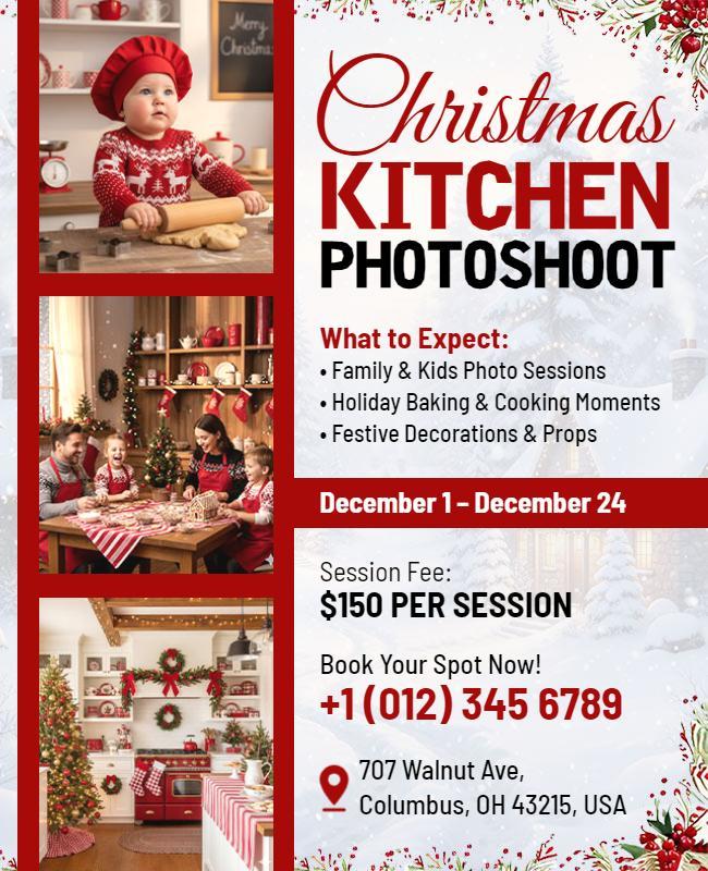 Christmas Kitchen Photoshoot Event Flyer Template